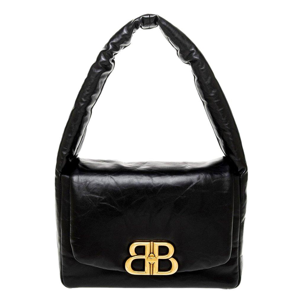 Balenciaga Balenciaga Monaco Soft Nappa Leather Shoulder Bag Black Gold Hardware