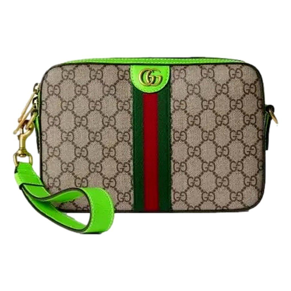 Gucci Gucci GG Supreme Canvas Ophidia Small Crossbody Web Stripe Neon Green