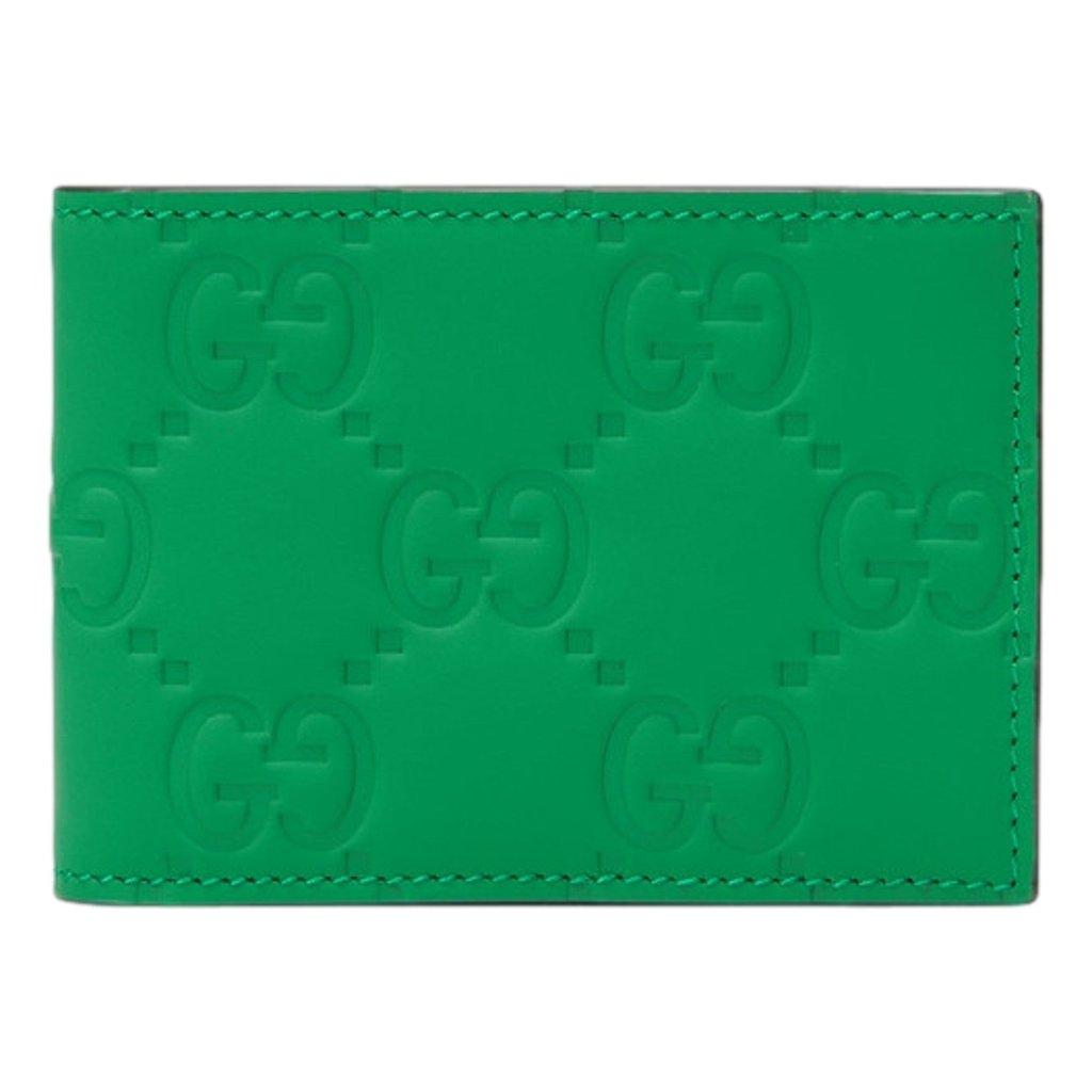 Gucci Gucci GG Leather Green Rubber Effect Bifold Wallet