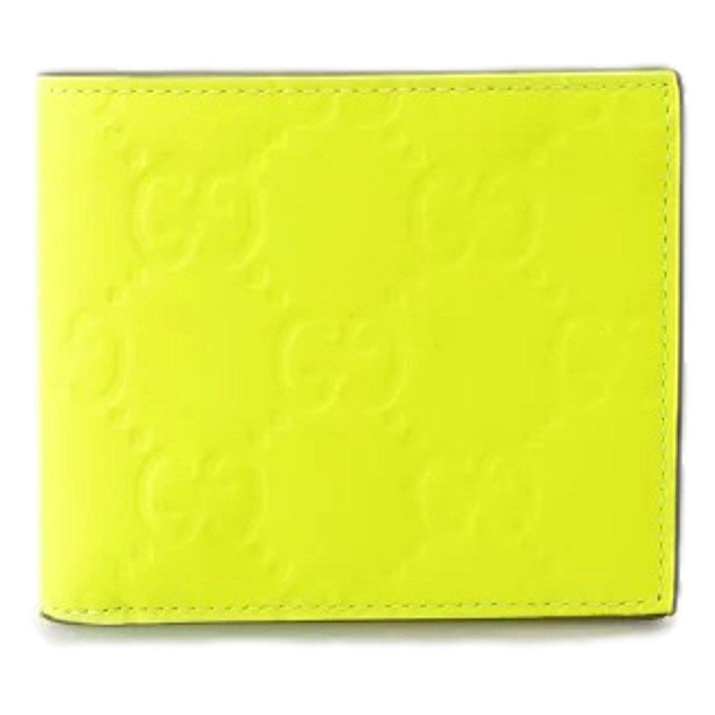Gucci Gucci GG Leather Neon Yellow Rubber Effect Bifold Wallet