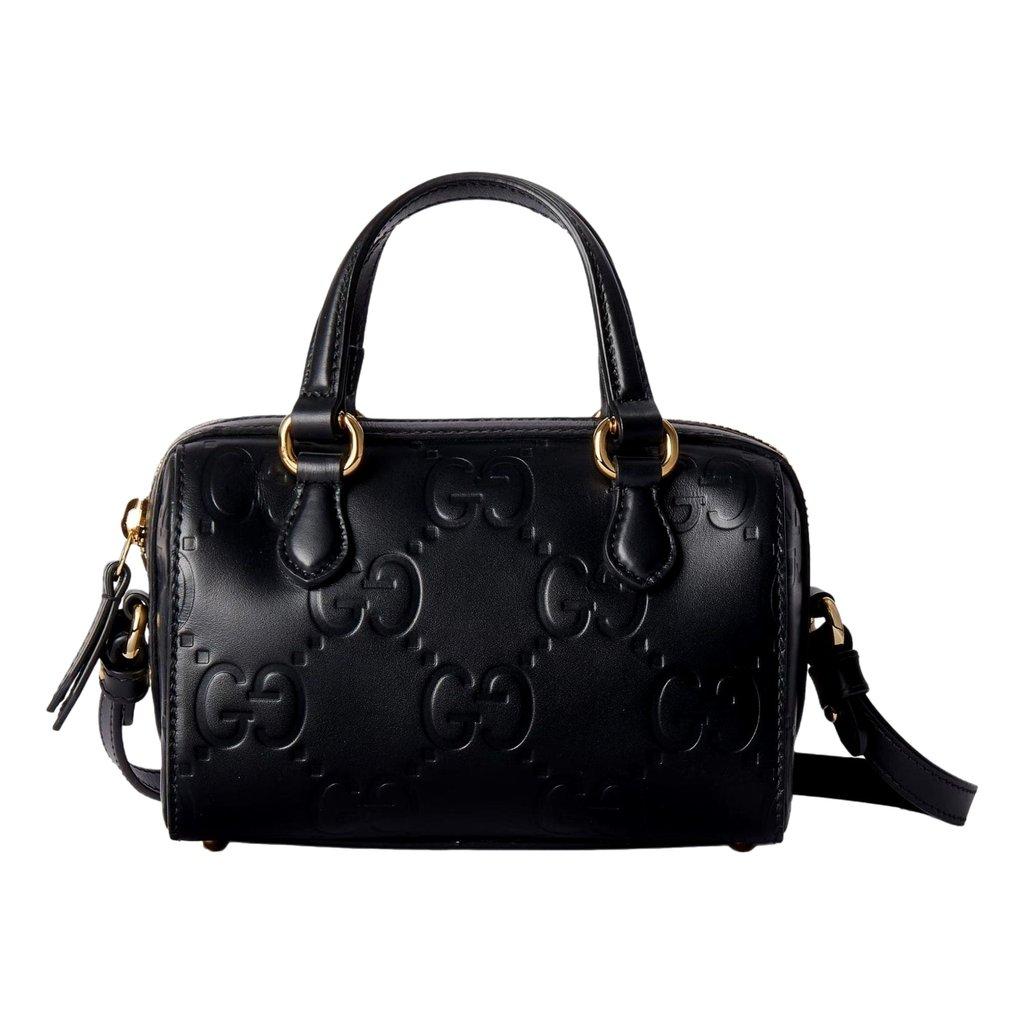 Gucci Gucci Gilbert GG Leather Super Mini Boston Bag Crossbody in Black