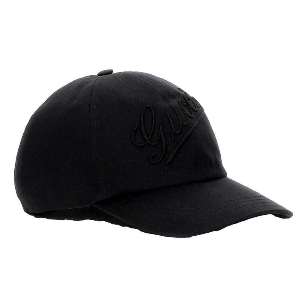 Gucci Gucci Black Embroidered Logo Cotton Baseball Cap Medium
