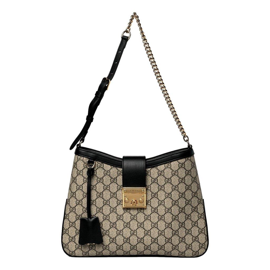 Gucci Gucci GG Supreme Monogram Canvas Medium Padlock Shoulder Bag Black