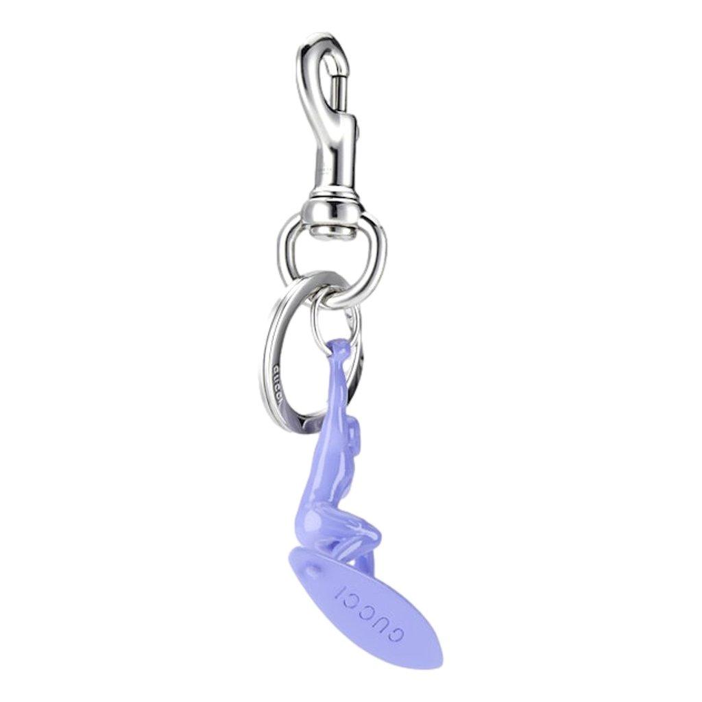 Gucci Gucci Engraved Surfer Keychain Charm Lilac Purple