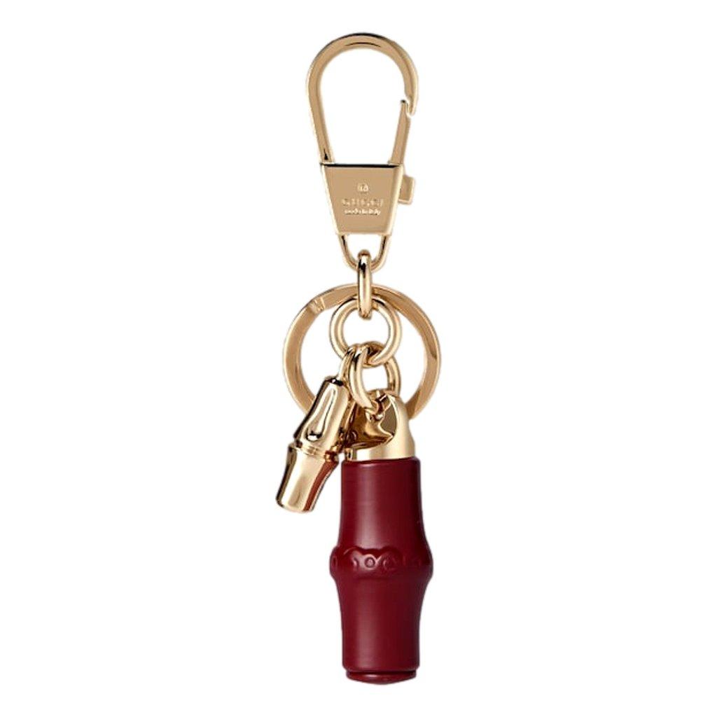 Gucci Gucci Bamboo Gold Metal Keychain Charm in Red