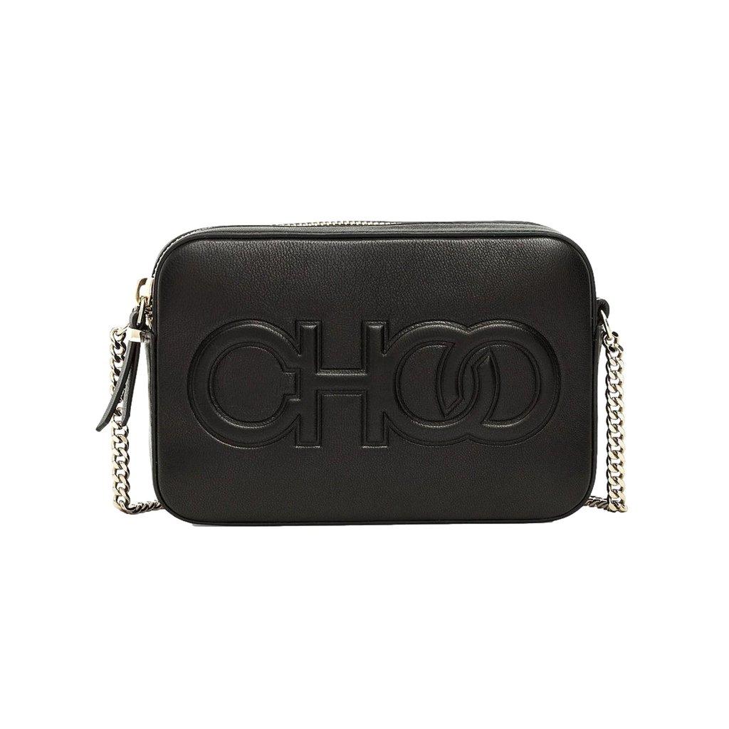 Jimmy Choo Jimmy Choo Balti Camera Crossbody Bag Black Embossed Leather Chain Strap