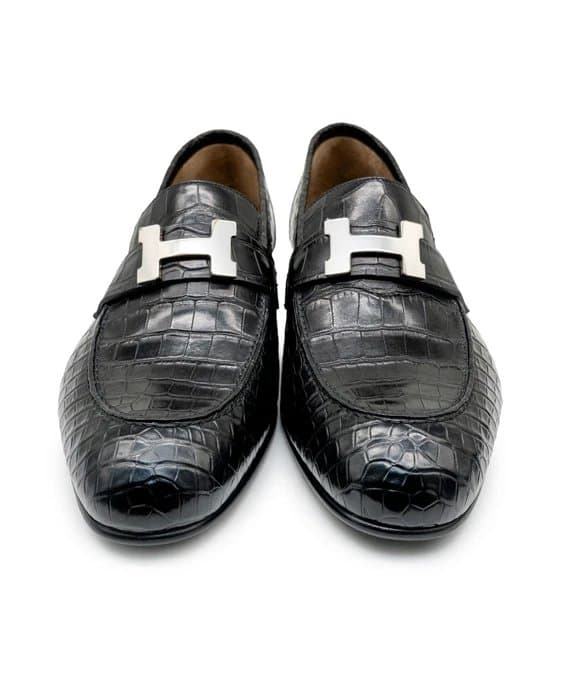 Hermès 42 أسود جلد التمساح جلد Shoes