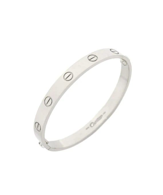 Cartier سوار الحب من الذهب الأبيض عيار 18 قيراطًا، مقاس 15، مع أداة توصيل