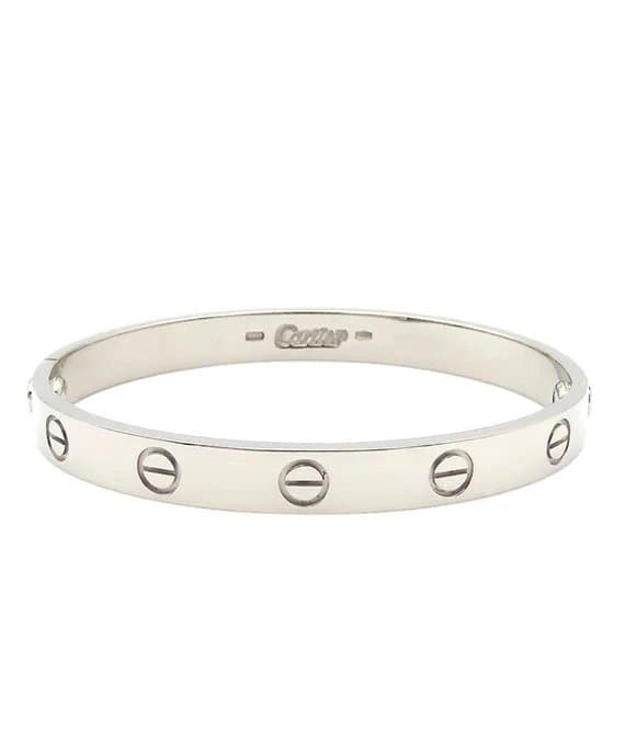 Cartier سوار الحب من الذهب الأبيض عيار 18 قيراط، مقاس 16، مع أداة توصيل