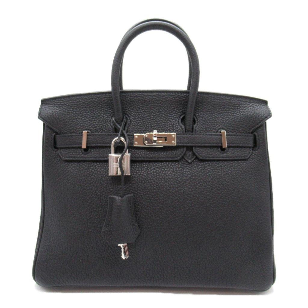 Hermès 2014 Birkin (Stamp R) Size 25 Togo Leather Handbag in Black color with Palladium Hardware