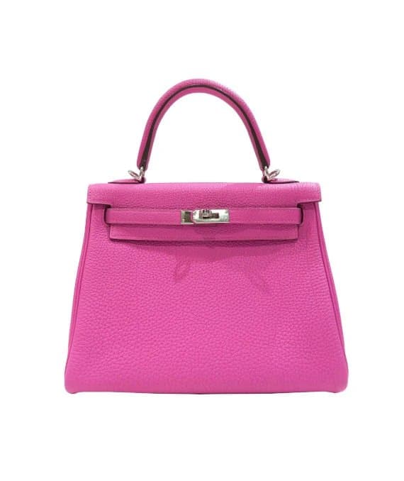 Hermès 2018 (Stamp C) Size 28 Rose Pourpre Pink Togo Leather Kelly Handbag with Palladium Hardware