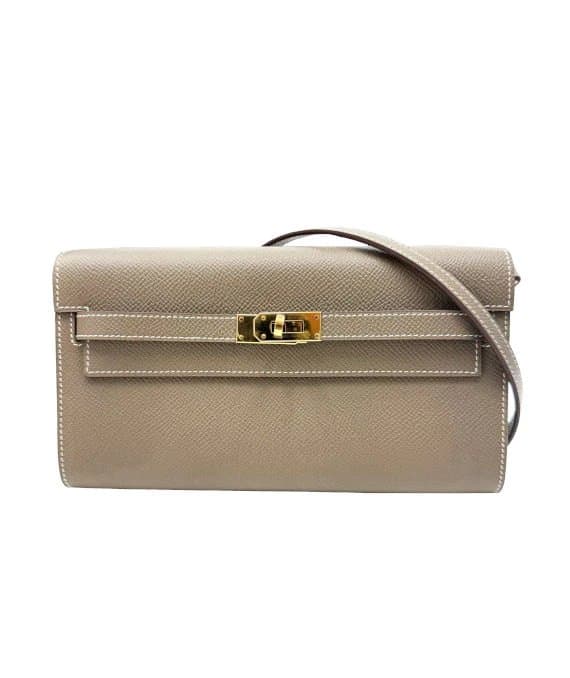 Hermès 2022 (Stamp U) Epsom Leather Kelly To Go in Etoupe Color with Palladium Hardware
