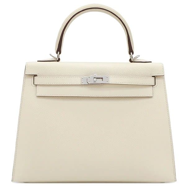 Hermès 2022 (Stamp U) Size 25 Epsom leather Kelly Nata x Sesame in Color with Palladium Hardware