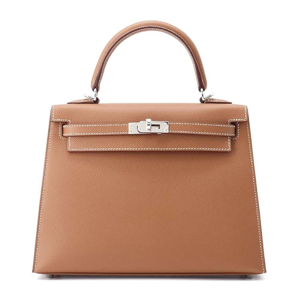 Hermès 2023 (Stamp B) Size 25 Epsom leather Kelly Gold in Color with Palladium Hardware