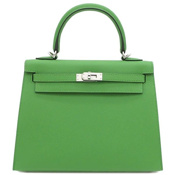 Hermès 2023 (Stamp B) Size 25 Epsom leather Kelly Vert Yucca in Color with Palladium Hardware