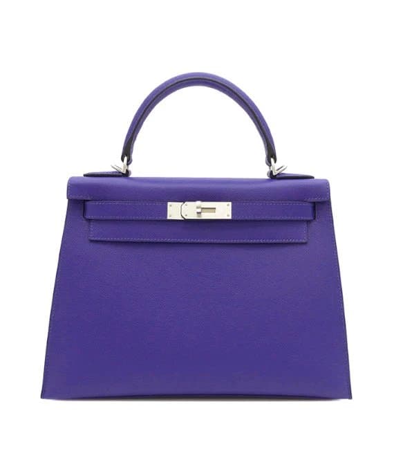 Hermès 2023 (Stamp B) Size 28 Epsom leather Kelly in Blue Electric Color with Palladium Hardware