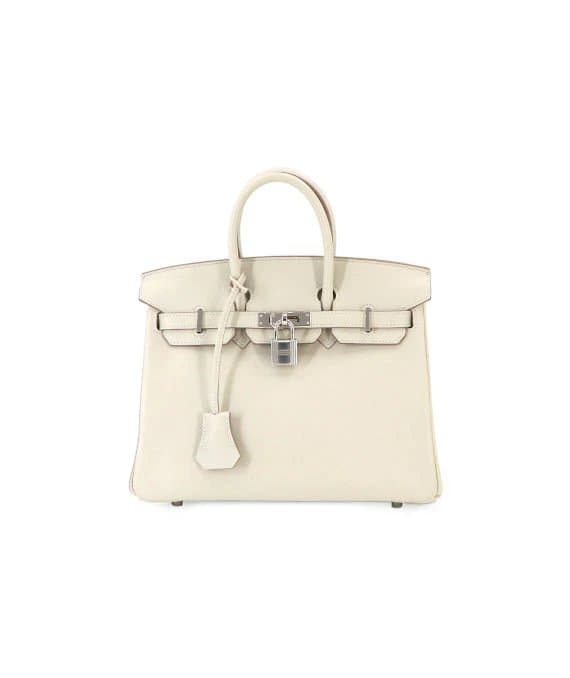 Hermès Birkin (Stamp D) Size 25 Swift Leather handbag in Beton Color with Silver Hardware