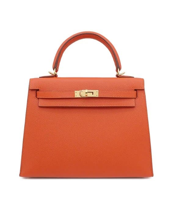 Hermès (Stamp X) Size 25 Epsom leather Kelly Orange in Color with Gold Hardware