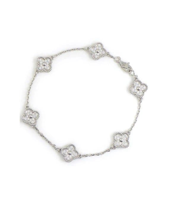 Van Cleef & Arpels سوار سويت الحمراء المرصع بالألماس بستة نقوش من الذهب الأبيض عيار 18 قيراطًا