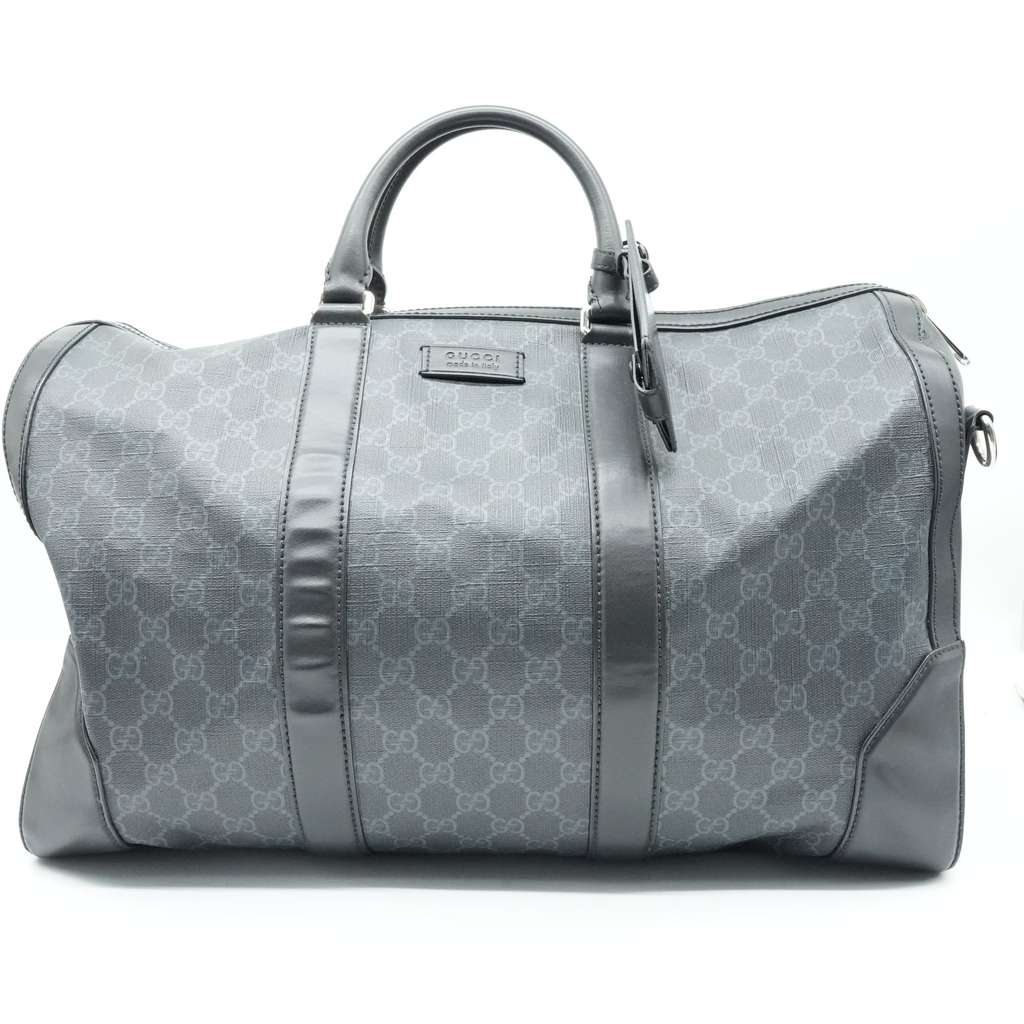 Gucci Black GG Supreme Canvas and Leather Large Carry On Duffel Bag