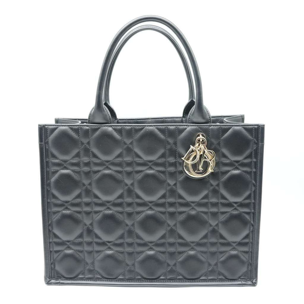Dior Medium Book Tote Bag Black Macrocannage Calfskin