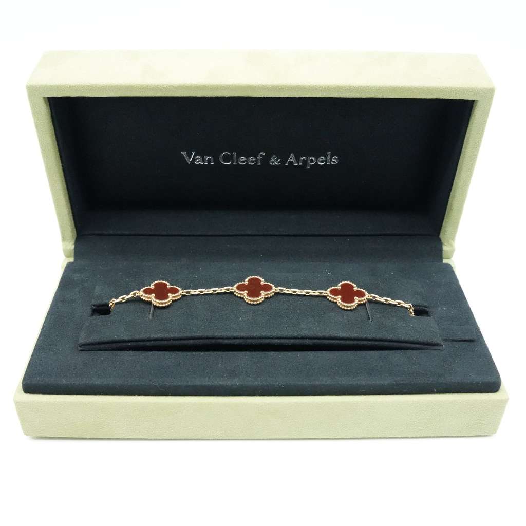 Van Cleef & Arpels Van Cleef & Arpels Vintage Alhambra 5P Carnelian Bracelet K18YG JF791029