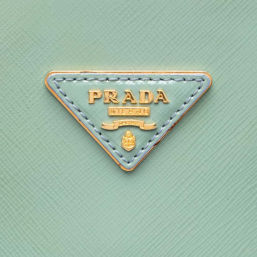 Prada Large Saffiano Vernice Promenade Satchel Green Leather Very good condition - Box View