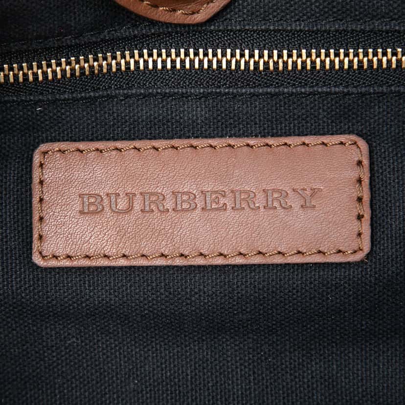 Burberry House Check Canvas and Calfskin Little Crush Crossbody Brown Leather Very good condition - Box View