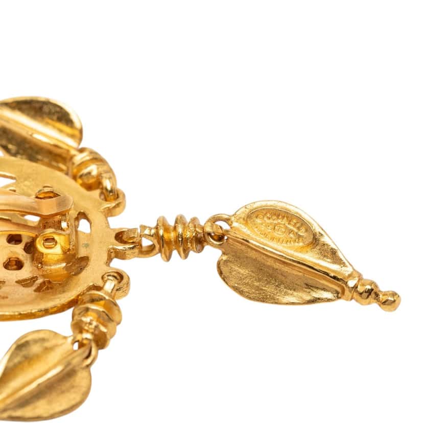 Chanel CC Gold Plated Filigree Fringe Drop Clip On Earrings Gold Metal Very good condition - Inside View