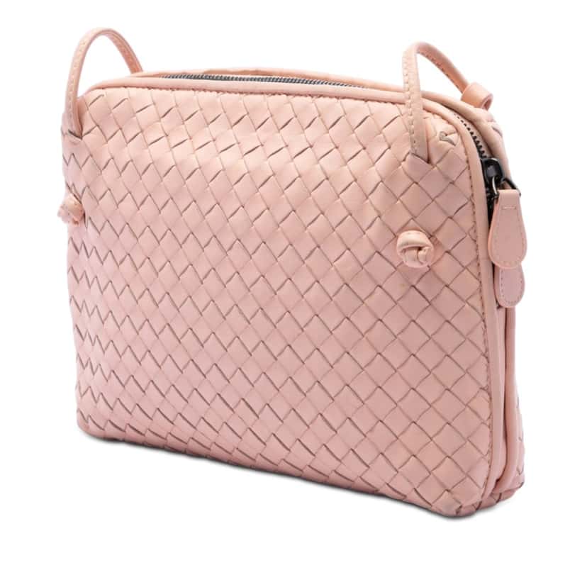 Bottega Veneta Nappa Intrecciato Nodini Crossbody Pink Leather Very good condition - Back View