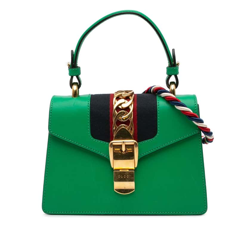 Gucci Mini Leather Sylvie Satchel Green Leather Good condition - Front View