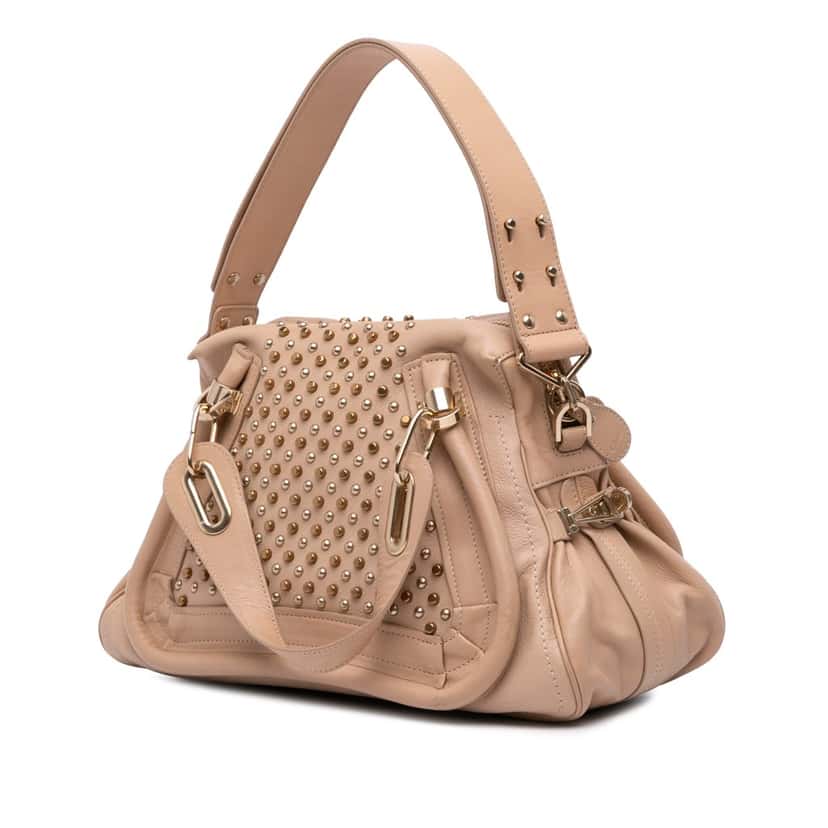 Chloé Medium Studded Leather Paraty Satchel Brown Leather Good condition - Back View