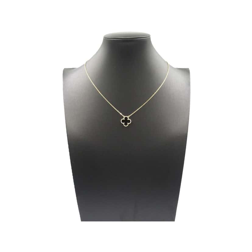 Van Cleef & Arpels 18K Yellow Gold and Onyx Vintage Alhambra Pendant Necklace Gold Gold Good condition - Box View