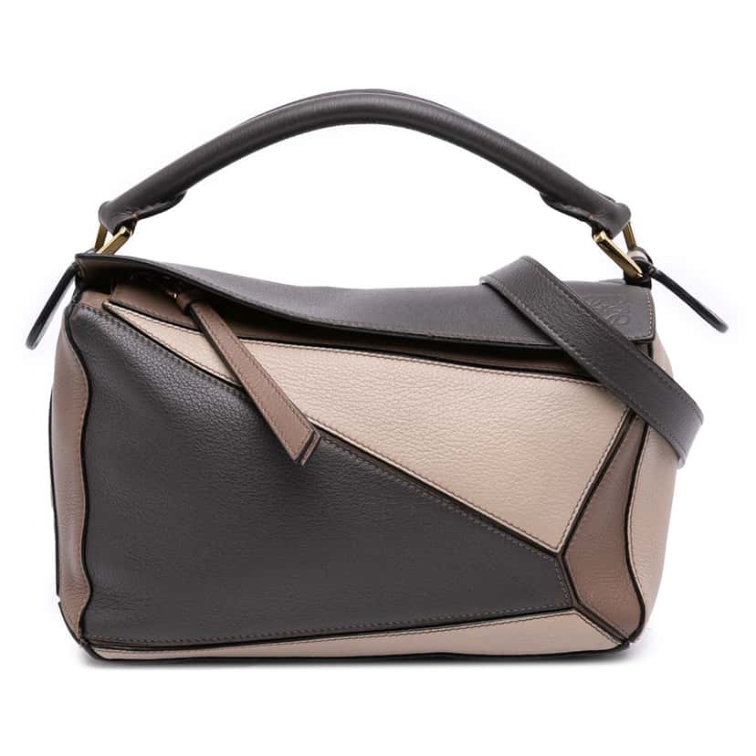 Loewe Small Tricolor Calfskin Puzzle Satchel Grey Leather Good condition - Front View