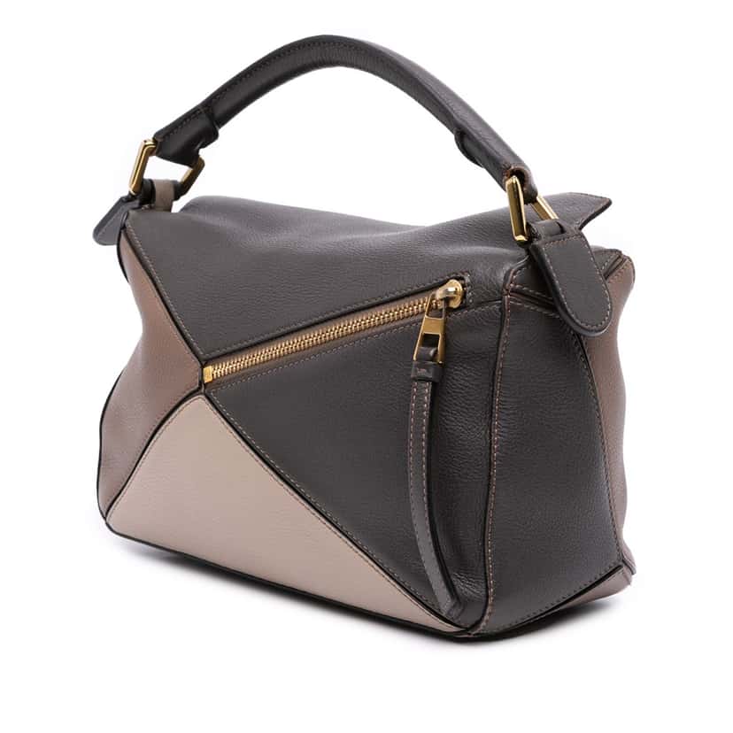 Loewe Small Tricolor Calfskin Puzzle Satchel Grey Leather Good condition - Back View