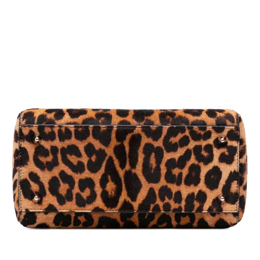 Dior Medium Pony Hair Leopard Print Lady Dior Brown Good condition - Inside View