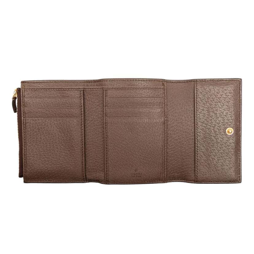 Gucci GG Supreme Web Ophidia Trifold Wallet Beige Canvas Very good condition - Model View
