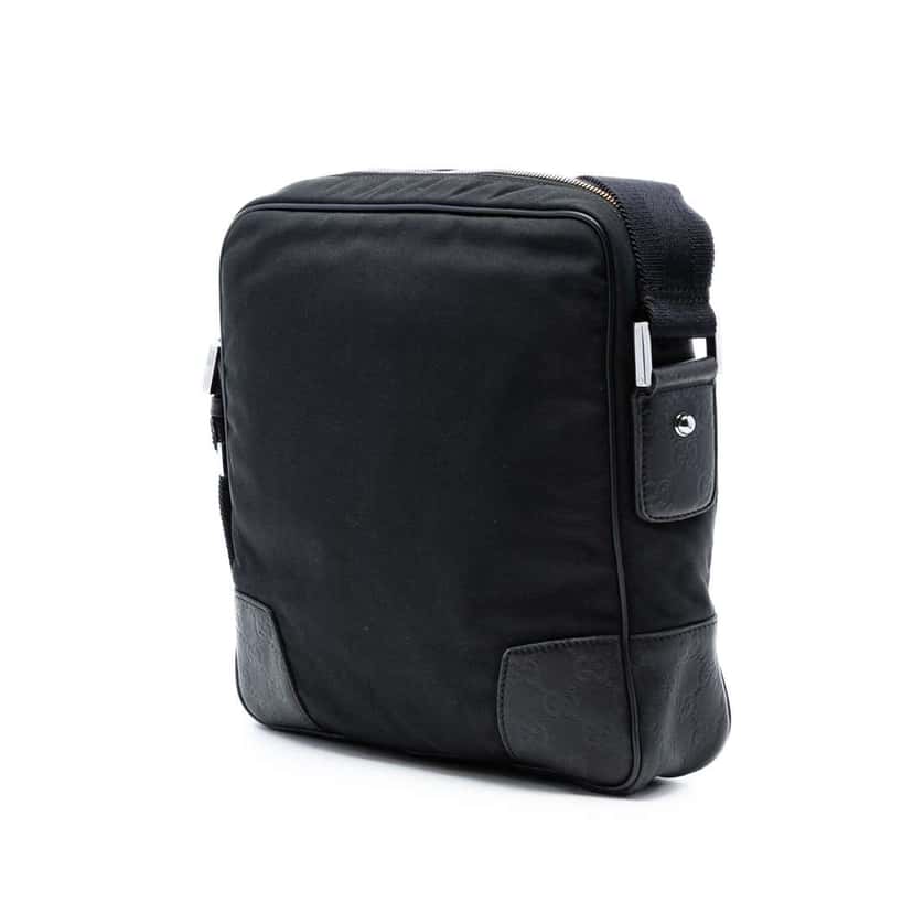 Gucci Guccissima Trimmed Nylon Crossbody Black Very good condition - Back View