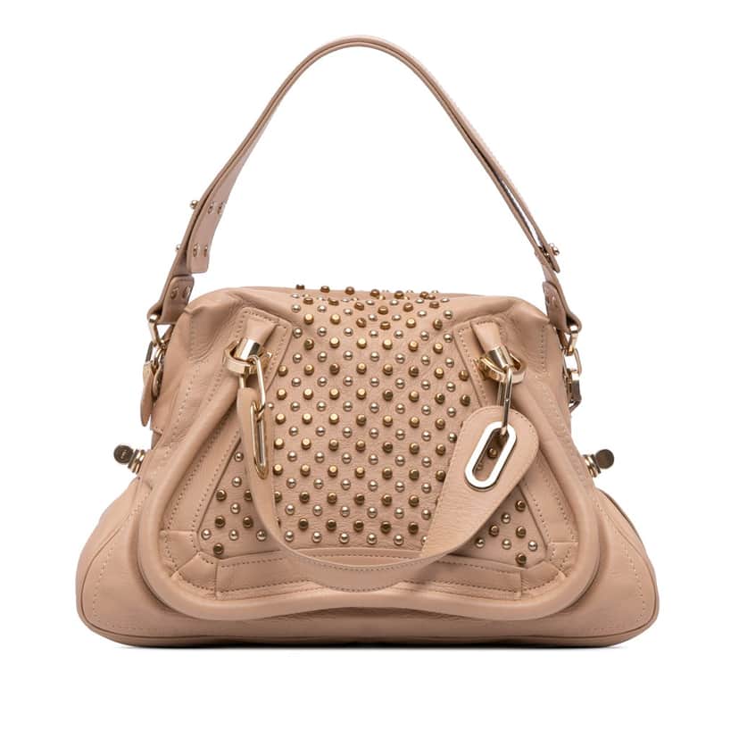 Chloé Medium Studded Leather Paraty Satchel Brown Leather Good condition - Front View