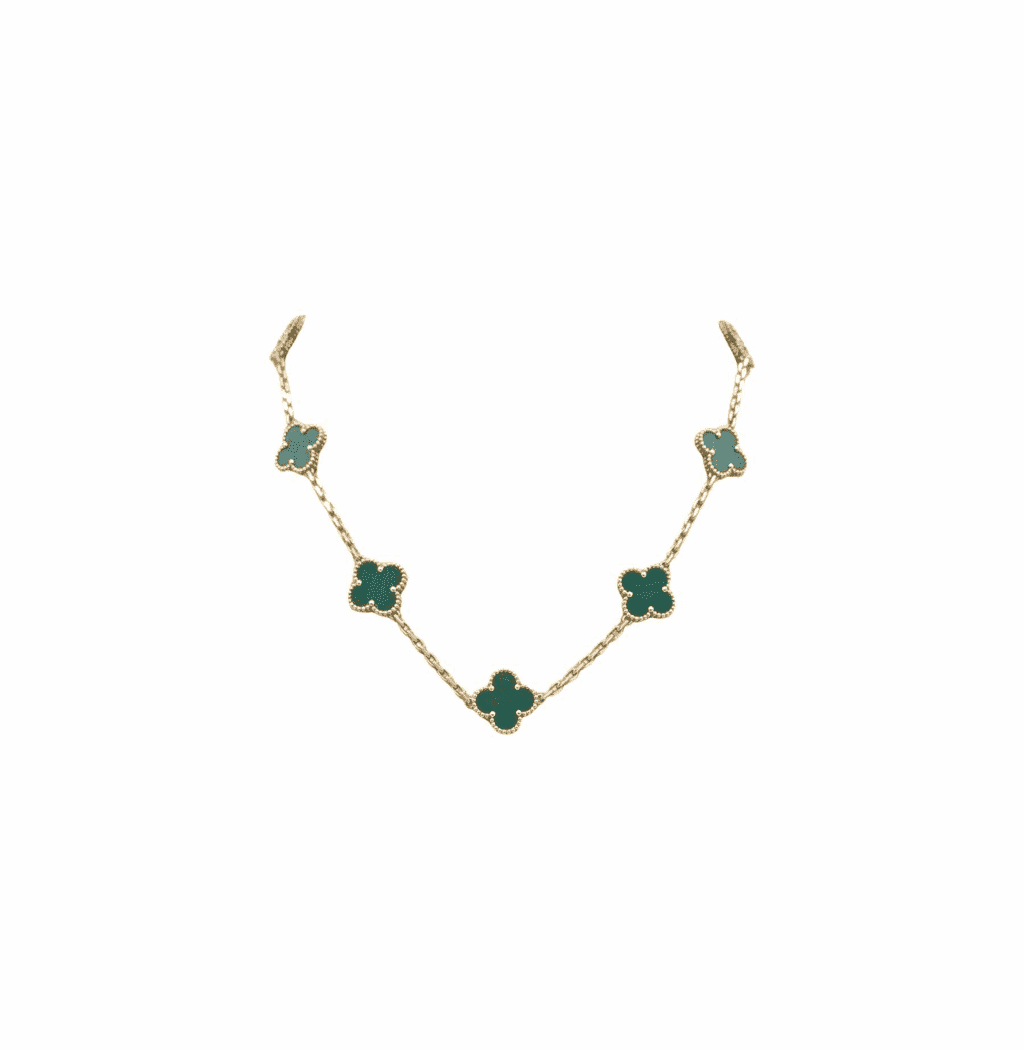 Van Cleef & Arpels Alhambra Gold Malachite Necklace