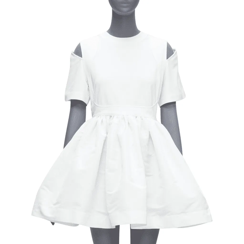 Alexander McQueen Cut Out Dress White Cotton Never worn - Front View