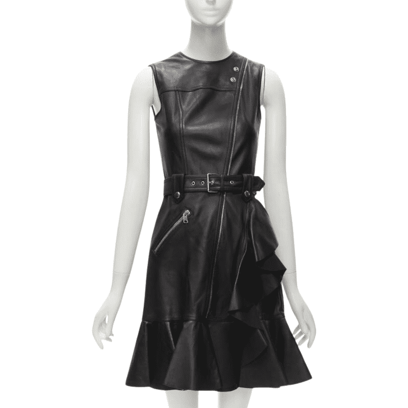 Alexander Mcqueen Leather Ruffle Trim