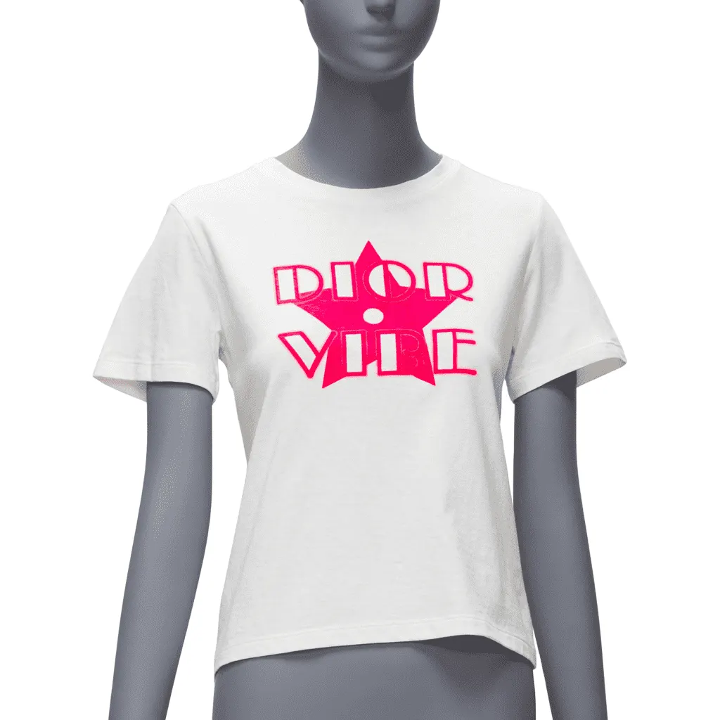 Dior Star Logo T-Shirt Pink Cotton Never worn - Front View