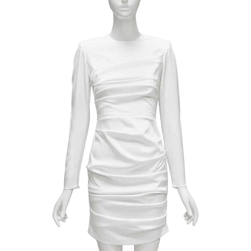 Alex Perry White Satin Cocktail Dress White Never worn - Front View