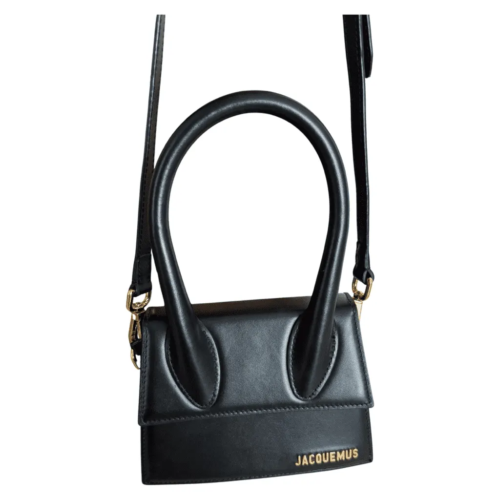 Jacquemus Chiquito Black Leather Gold Very good - Front View