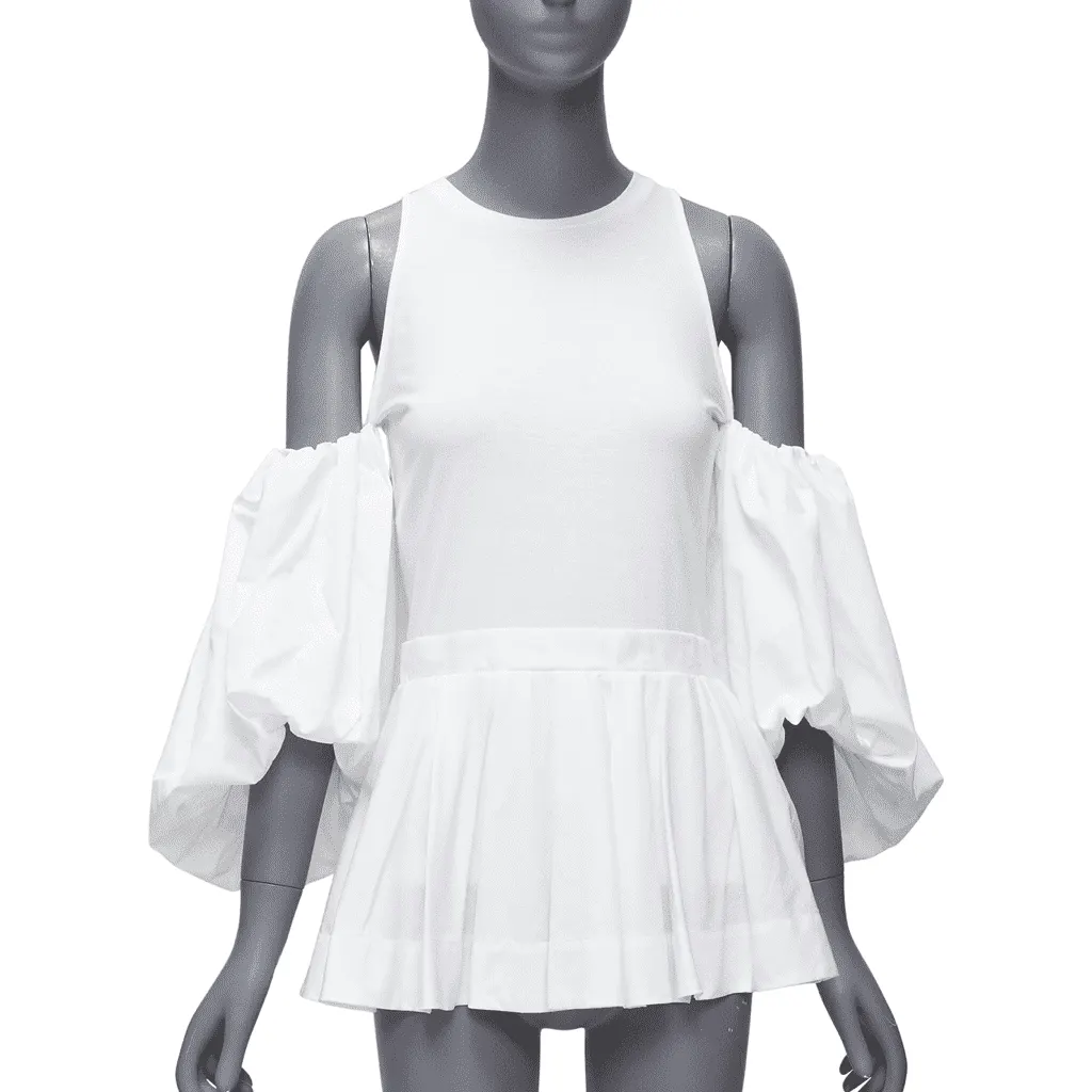 Alexander McQueen Cold Shoulder Shirt White Cotton Never worn - Front View