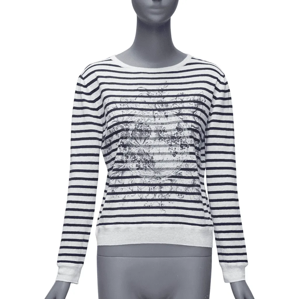 Dior Animal Stripe Sweater White Linen Never worn - Front View