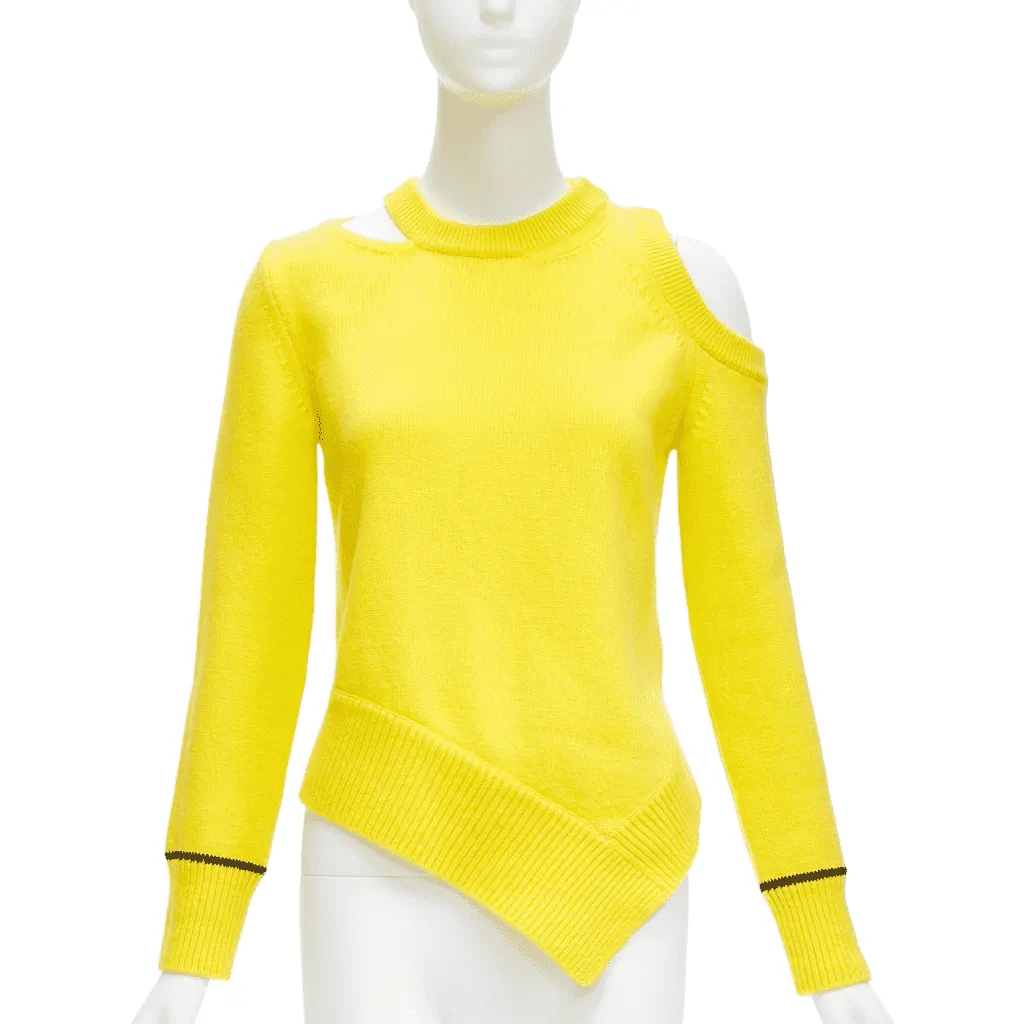 Alexander McQueen Asymmetric Cold Sweater Yellow Wool Never worn - Front View