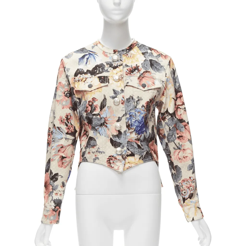 Louis Vuitton Vintage Flower Cropped Jacket Pink Cotton Never worn - Front View