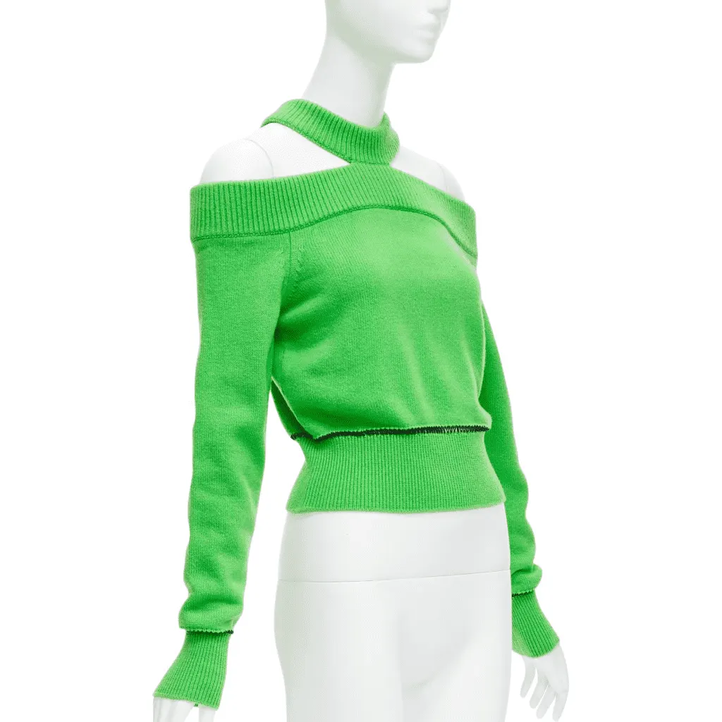 Alexander McQueen Green Cold Shoulder Green Wool Never worn - Front View
